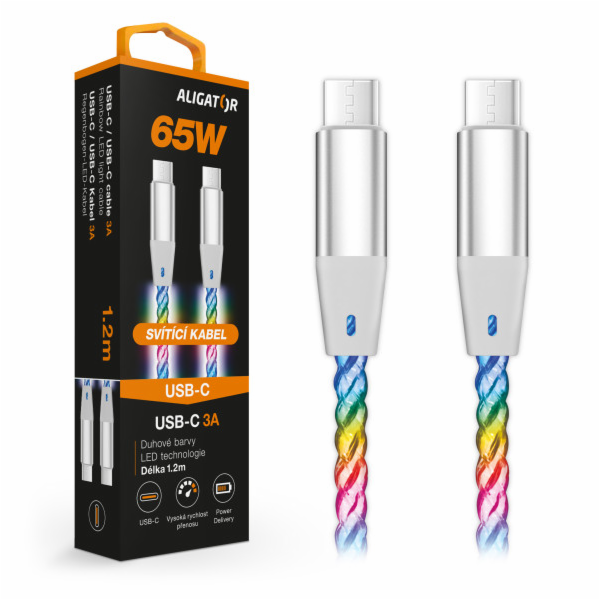ALIGATOR Datový kabel LIGHT 3A, 65W USB-C/USB-C 1,2m