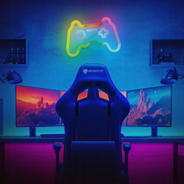 Neonové dekorativní LED RGB Plexi GAMEPAD + dálkový ovlad...