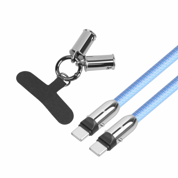 TB 2v1 USB C kabel Lanyard 1m modrý