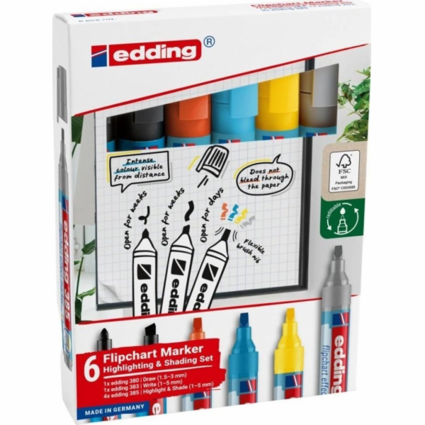 Edding Popisovač s efekty na flipchart, 6 barev