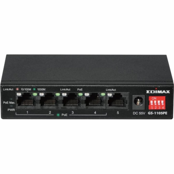 Edimax GS-1105PE neřízený přepínač 4x GbE PoE + 1x GbE port