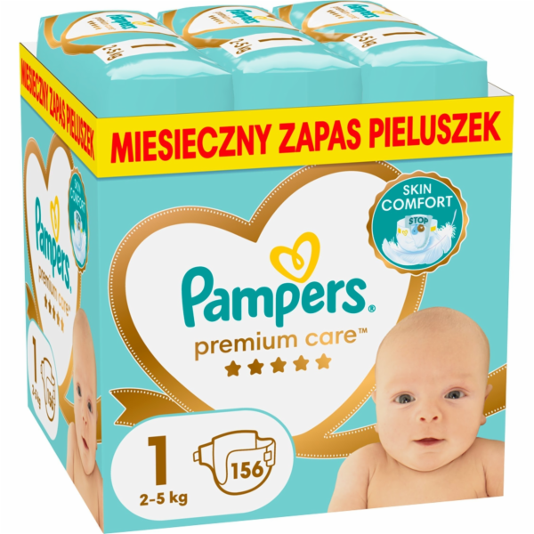 Pampers Premium Care 1, 2-5 kg, 156 ks.