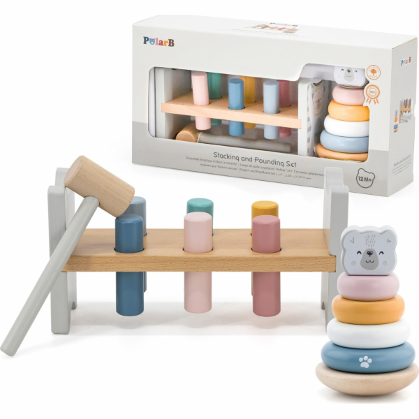 Viga Toys VIGA PolarB Sada Dřevěná pyramida + Děrovač s k...