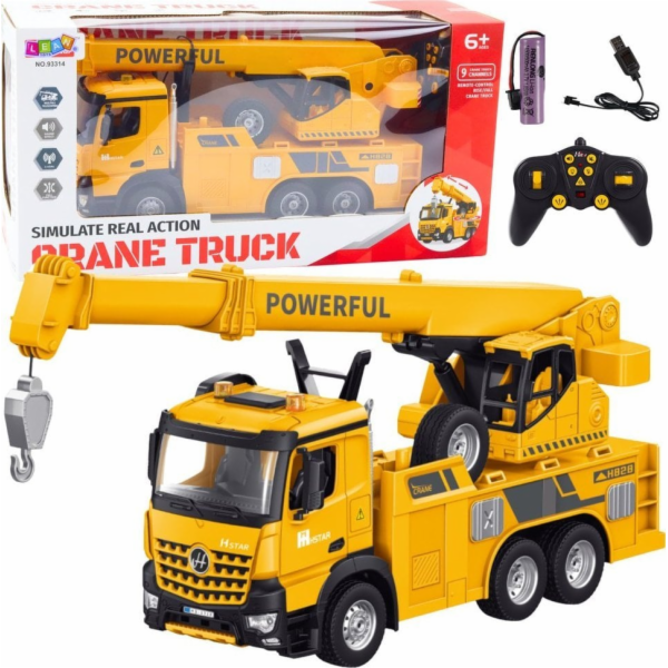 LeanToys Jeřáb s hákem na dálkové ovládání RC 2.4G 9CH žlutý