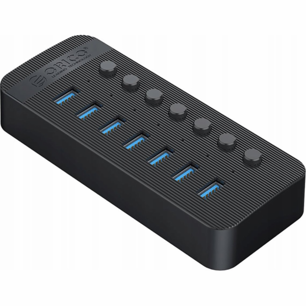 Orico 7portový HUB s USB-A 3.0 přepínačem - černý