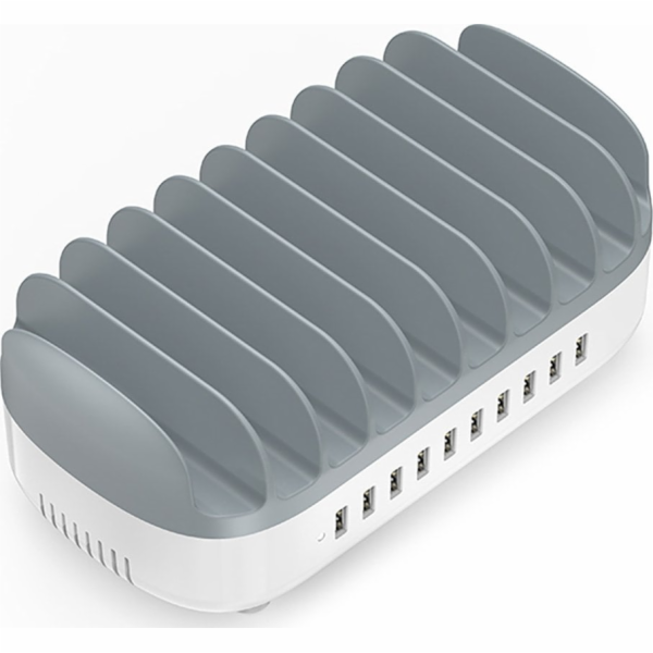 Chytrá 10portová USB nabíjecí stanice – bílá
