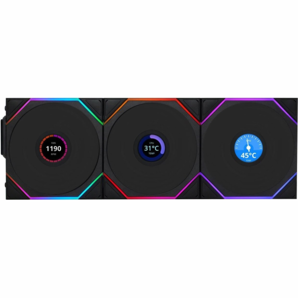 Lian Li Ventilátor UNI FAN TL Wireless LCD 120 Reverse Bl...