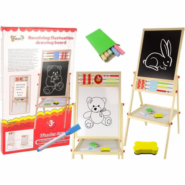 LeanToys Dřevěná magnetická tabule 2v1 s křídou + počítad...