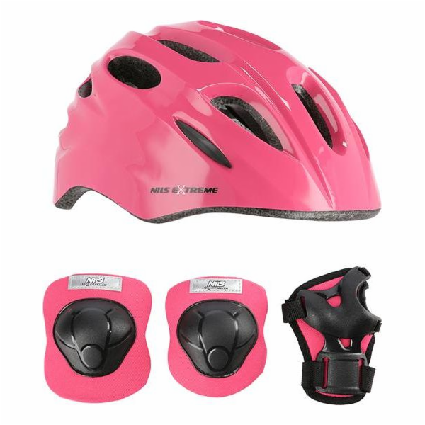 Nils Extreme Přilba MTW01+H210 růžová s chrániči velikost S