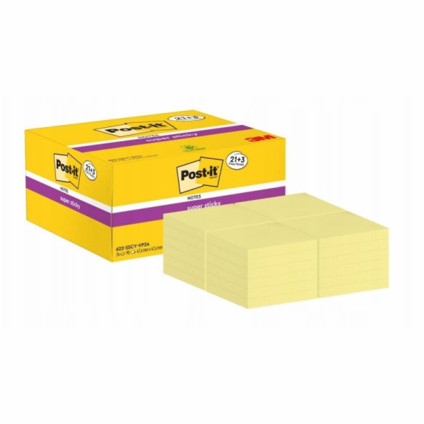 Post-it Samolepicí bločky Super Sticky (622-SSCY-24VP), 4...