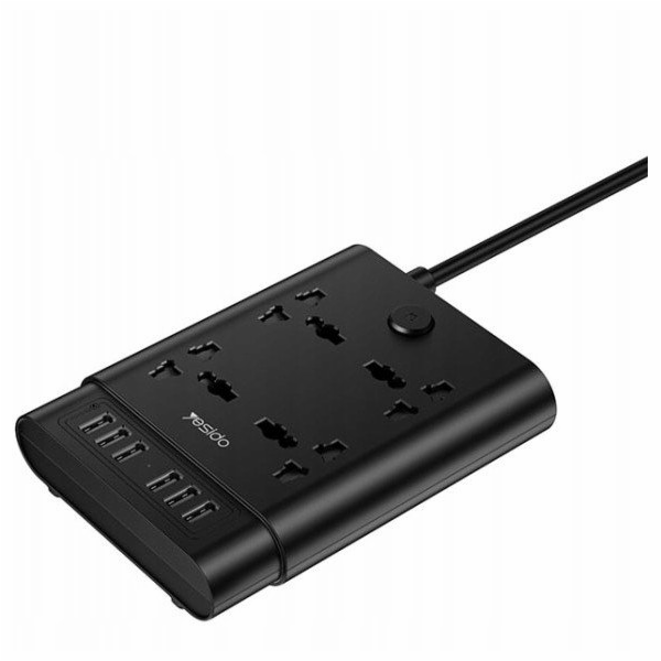 Yesido MC08 Prodlužovací kabel 10v1 (EU) 2650W 6xUSB-A, Č...