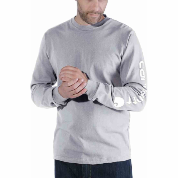 Carhartt Tričko s dlouhým rukávem s logem Carhartt, šedé