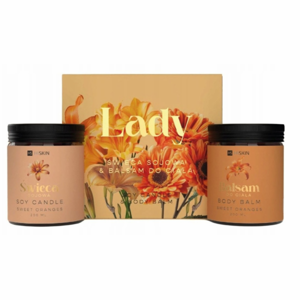 Alkotest HISKIN_SET Lady Orange svíčka 200ml + tělové mlé...