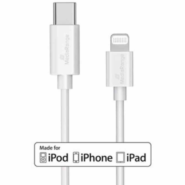 MediaRange Kabel USB-C na Lightning 1m bílý (MRCS215)