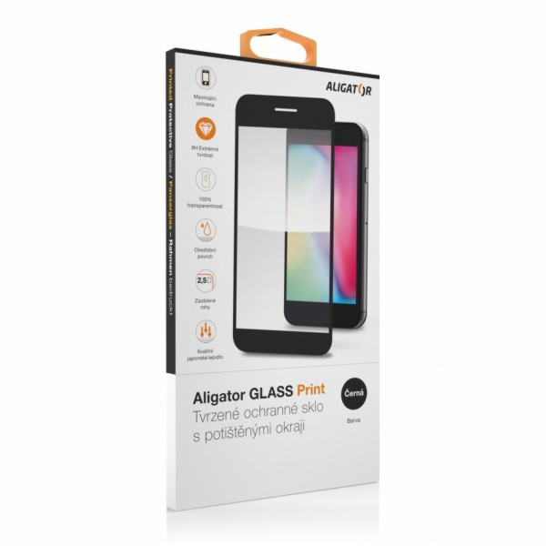 Aligator sklo GLASS PRINT Motorola Moto G75 černá