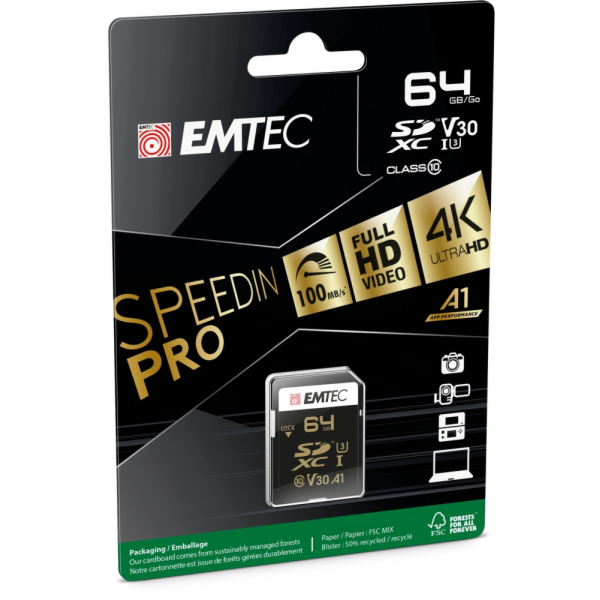 Emtec SDXC 64GB UHS-I U3 SpeedIN Pro