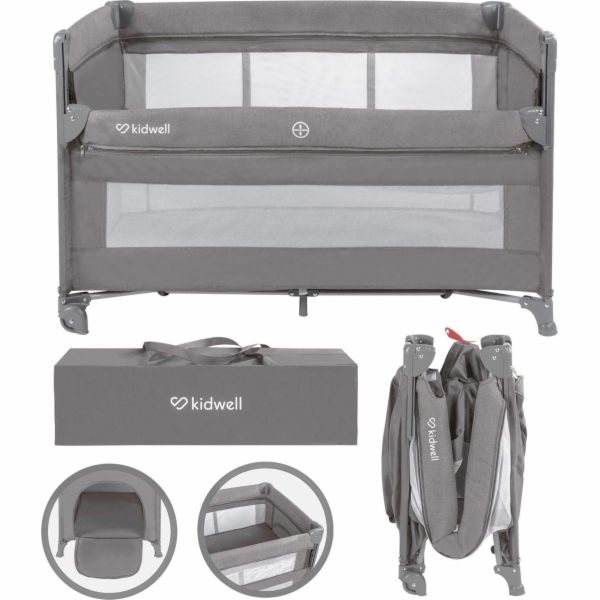 Kidwell Cestovní postýlka Blissy Lift Gray se dvěma patry