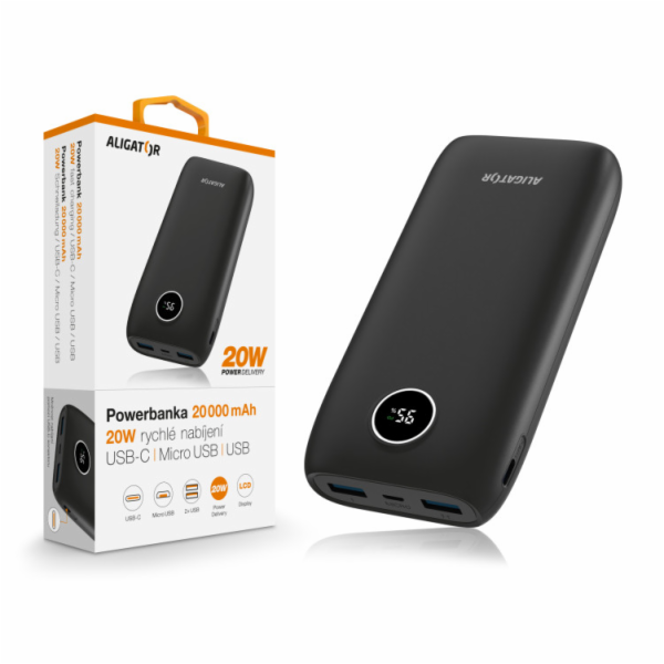 ALIGATOR Powerbanka Power Delivery 20W, rychlé nabíjení, ...