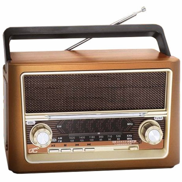 LTC Přenosné rádio ELMA RETRO Bluetooth USB svítilna