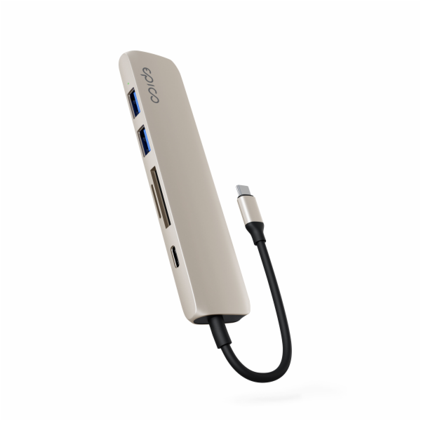 Epico 6v1 hliníkový USB-C 8K hub - bílá