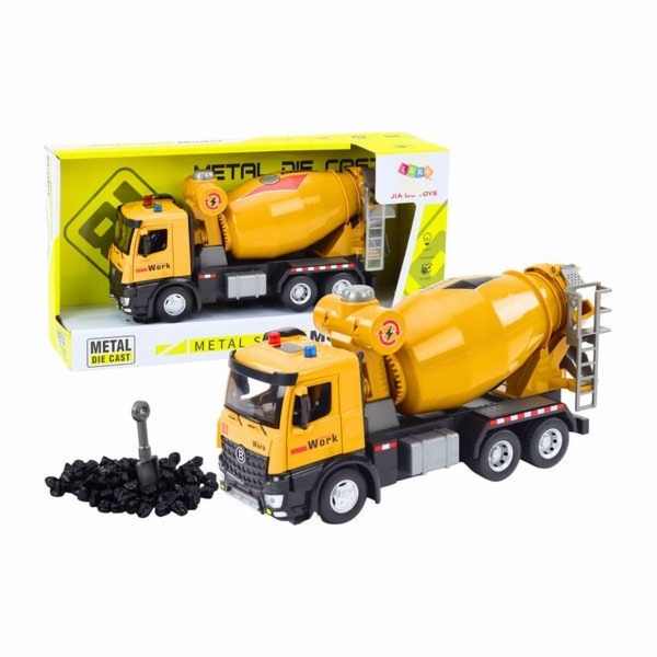 LeanToys Žlutý domíchávač betonu Třecí pohon Světlo a zvuk