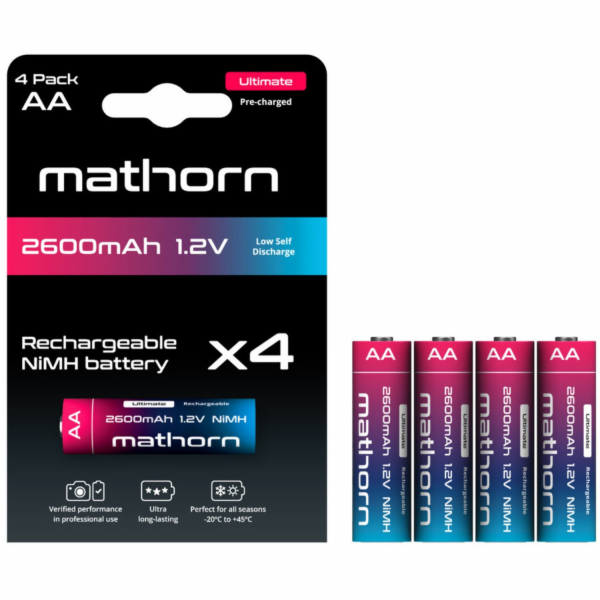 Mathorn Baterie Ultimate AA NiMH 2600 mAh HR6 1,2V 4 ks M...