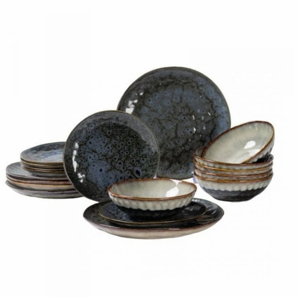 MPLCo OMBRES JÍDELNÍ SADA PRO 6 OSOB, 18 DÍLŮ, TMAVĚ ŠEDÁ