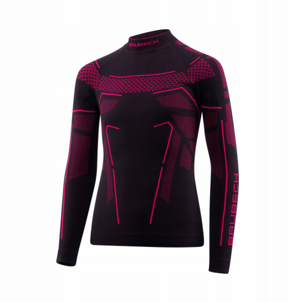 Brubeck LS1612J Dětská mikina THERMO JUNIOR černá/fuchsio...