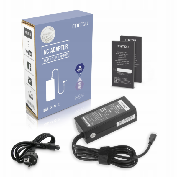 Mitsu Napájecí adaptér pro notebook 65W USB-C, USBC, 5-20...