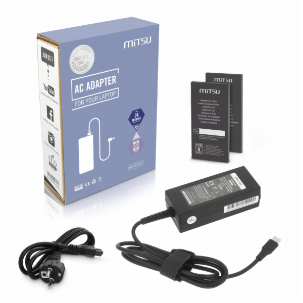 Mitsu Napájecí adaptér pro notebook 45W USB-C, USBC, 5-20...