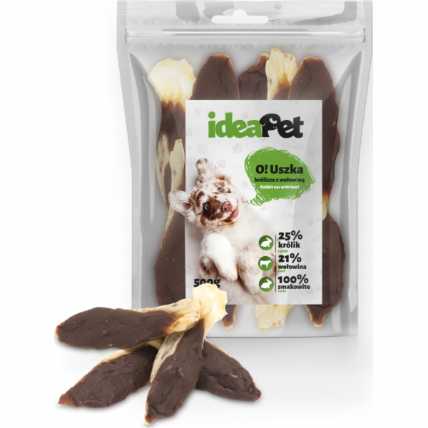 IdeaPet IDEAPET 500g KRÁLIČÍ UŠI S HOVĚZÍM MASEM