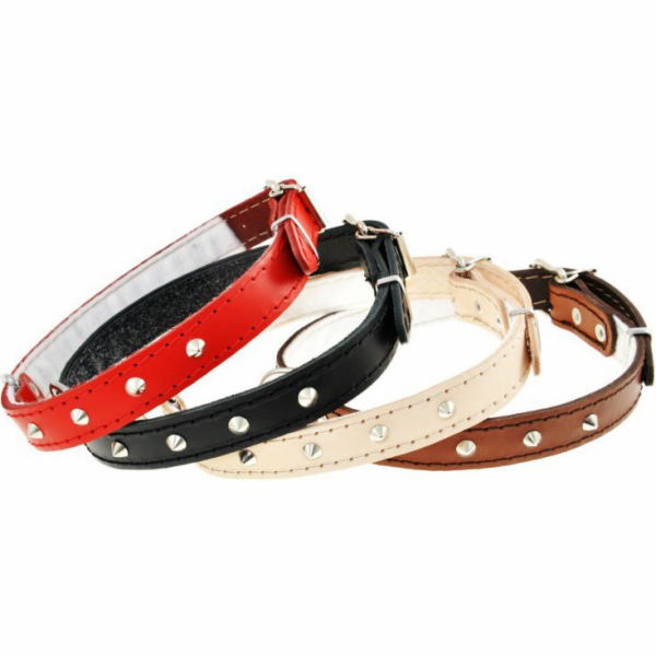 Dino Kožený obojek saur s cvočky 30mm/63cm červený