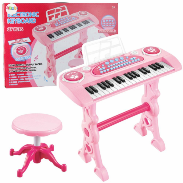 LeanToys Růžové piano s mikrofonem
