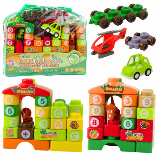 LeanToys Vzdělávací stavebnice v sáčku Dinosauři Čísla Pí...