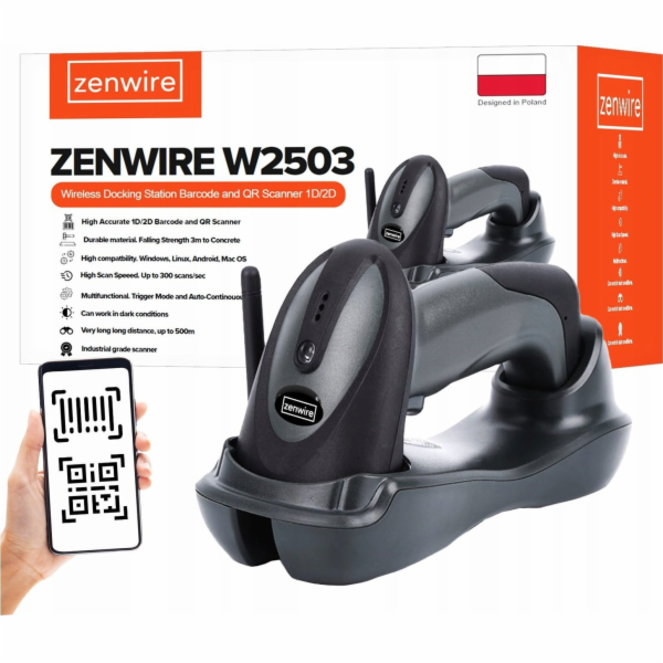 Zenwire Bezdrátová čtečka čárových kódů W2503 s dokovací ...