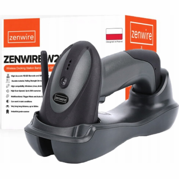 Zenwire Bezdrátová 1D EAN čtečka čárových kódů W903 s dok...