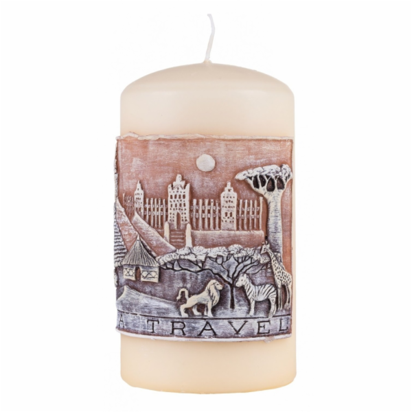 Donau Home Svíčka Sloupová cesta Africká, 80x150mm, krémová