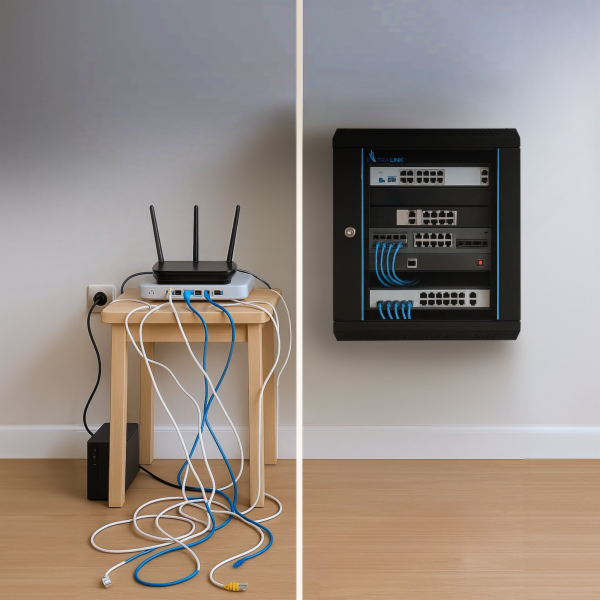 ExtraLink Nástěnná racková skříň LITE 12U 530X400, černá