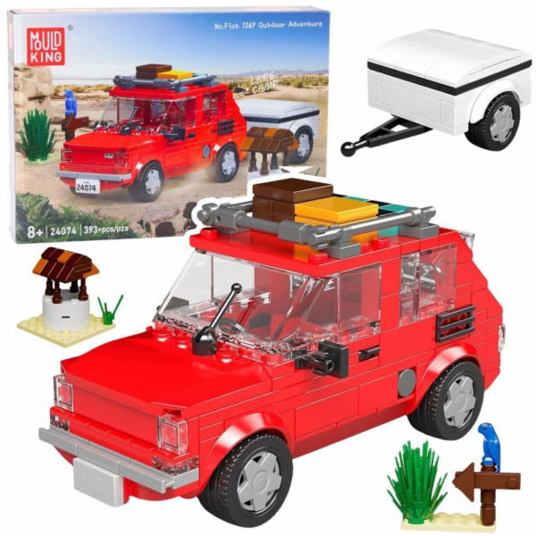 LeanToys Stavebnice Fiat 126 Maluch s přívěsem, 393 dílků.