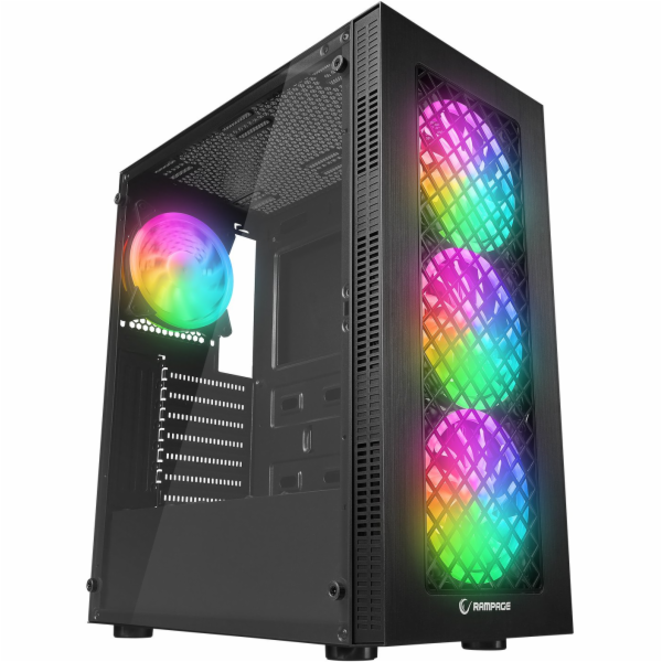 Rampage Skříň PLAID V1 s okénkem, 4x 120mm RGB ventilátor...