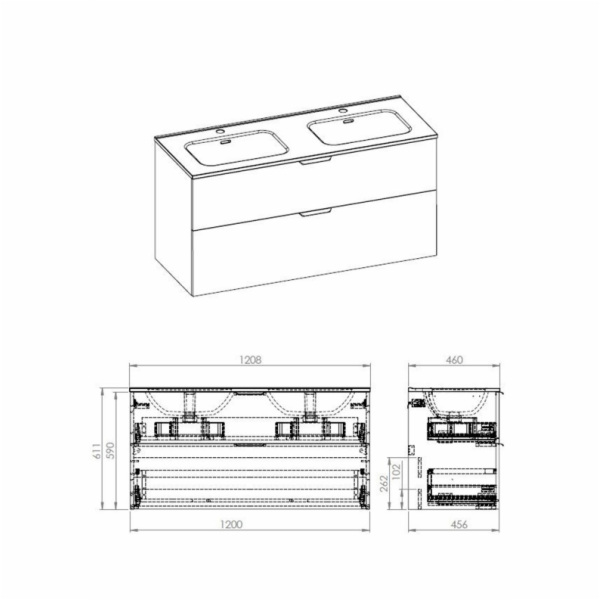 MASTERJERO SKŘÍŇKA S UMYVADLEM ECOLINE 120 BÍLÁ