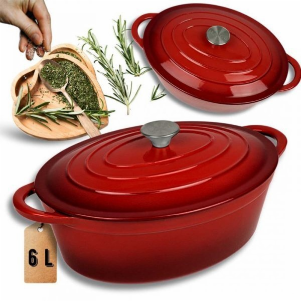 Atusa smaltovaná litinová pánev na pečení 6 l červená