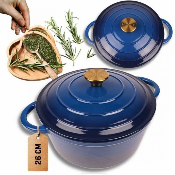 Atusa Smaltovaný litinový hrnec 26 cm 5 l, modrá barva