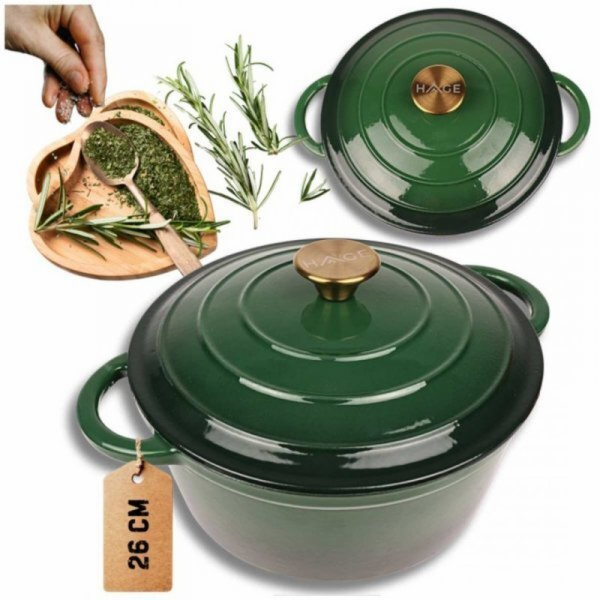 Atusa Smaltovaný litinový hrnec 24 cm 4 l, zelený