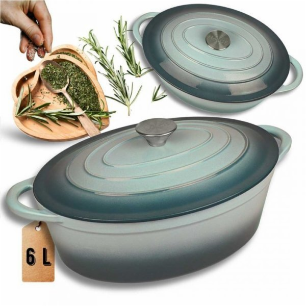 Atusa Litinový smaltovaný pekáč , barva mátová, 6 l