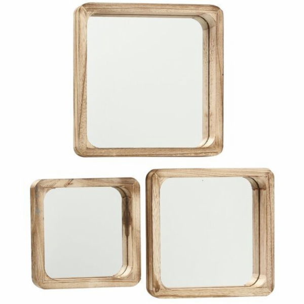 Vilde Dřevěná nástěnná zrcadla, čtvercová MAMBO, 3 kusy