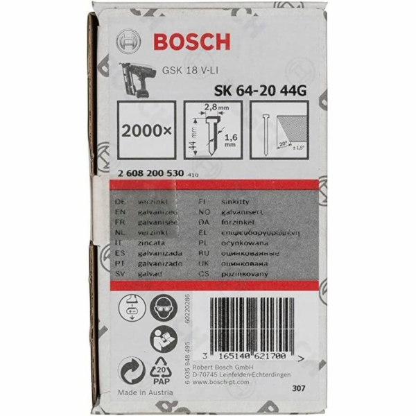 BOSCH HŘEBÍKY SK64-20 44G 1,6 MM 2 000 KS