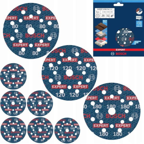 BOSCH TŘECÍ KOTOUČE FÓLIE EXPERT O780 150MM 9dílná