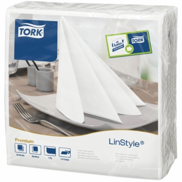 Tork LinStyle – Prémiové ubrousky na večeři – Bílé