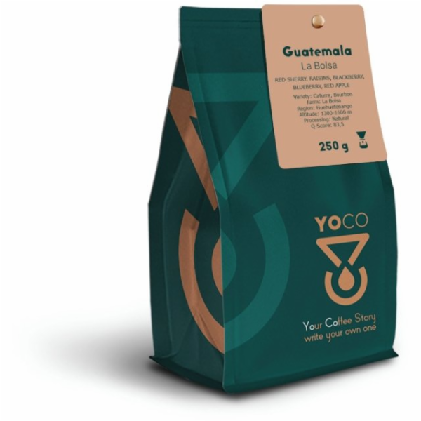 YoCo Coffee Guatemala La Bolsa filtrovaná káva zrnková 250g